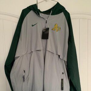 NIKE baseball OAKLAND A's light weight hood full zipper JACKET new men's 3 XL